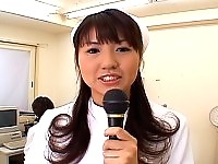 Misato shows off her open pussy hole with a speculum inserted and opened