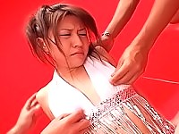 Cute Asian tramp has a friend with toothbrushes he masturbates her with